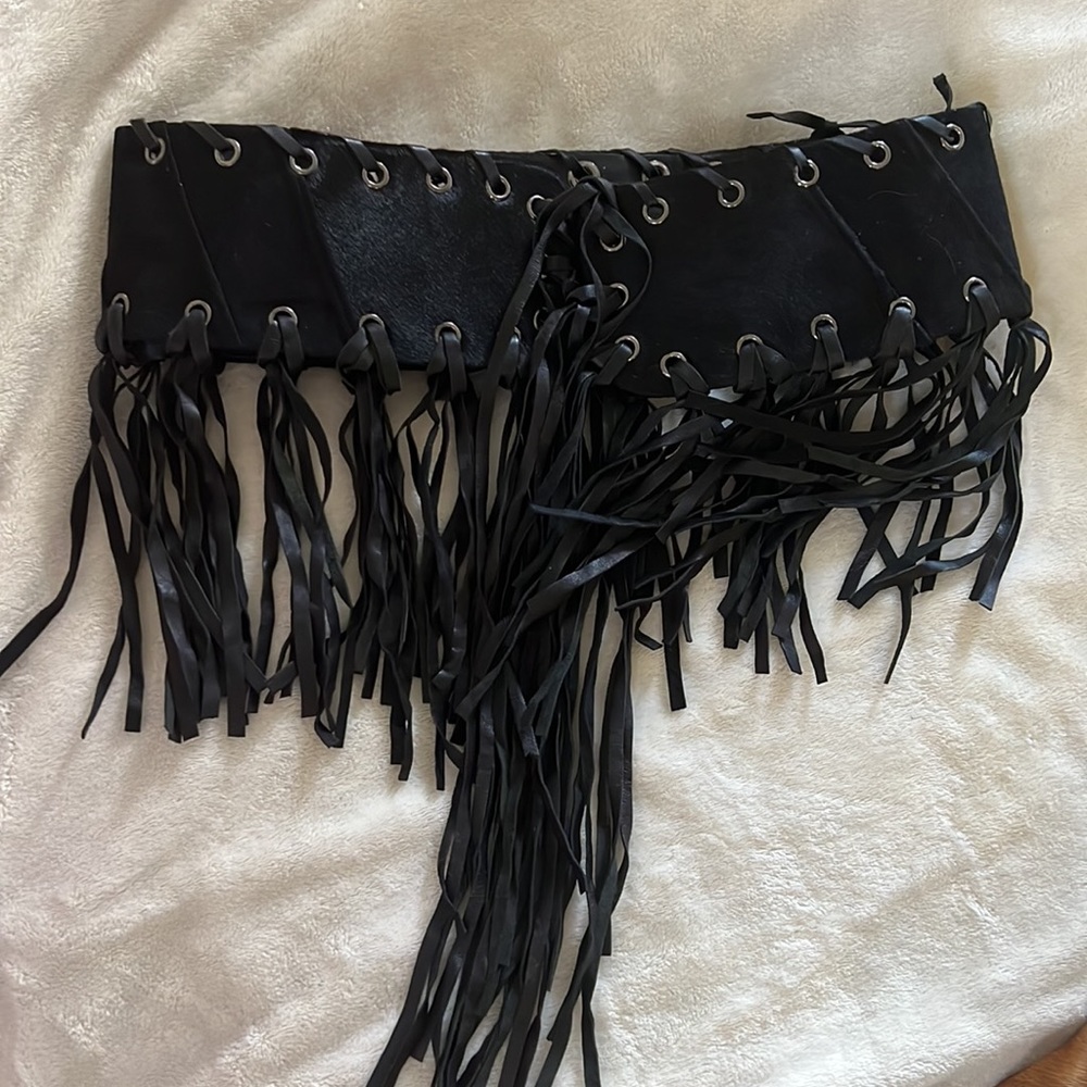 New! Never Worn! St. John Belt Cowhide leather with Tassels!